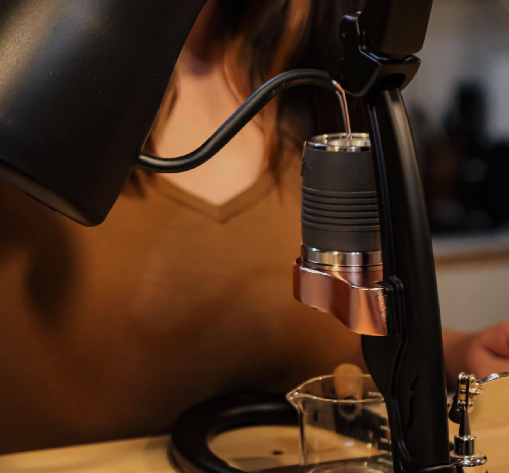Barista preparing flair espresso catering